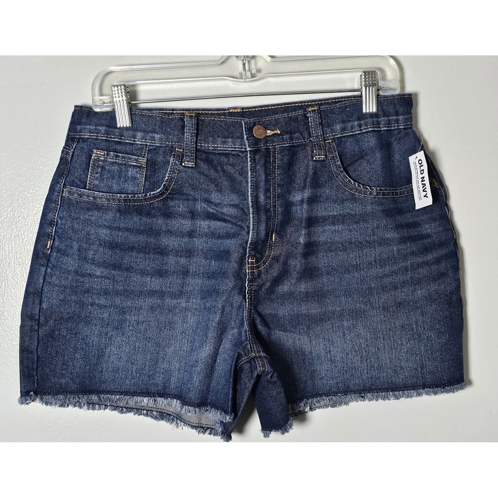 Old Navy Girls High Rise Denim Shorts Size 16 Plus Adjustable Waist Raw Hem NWT
